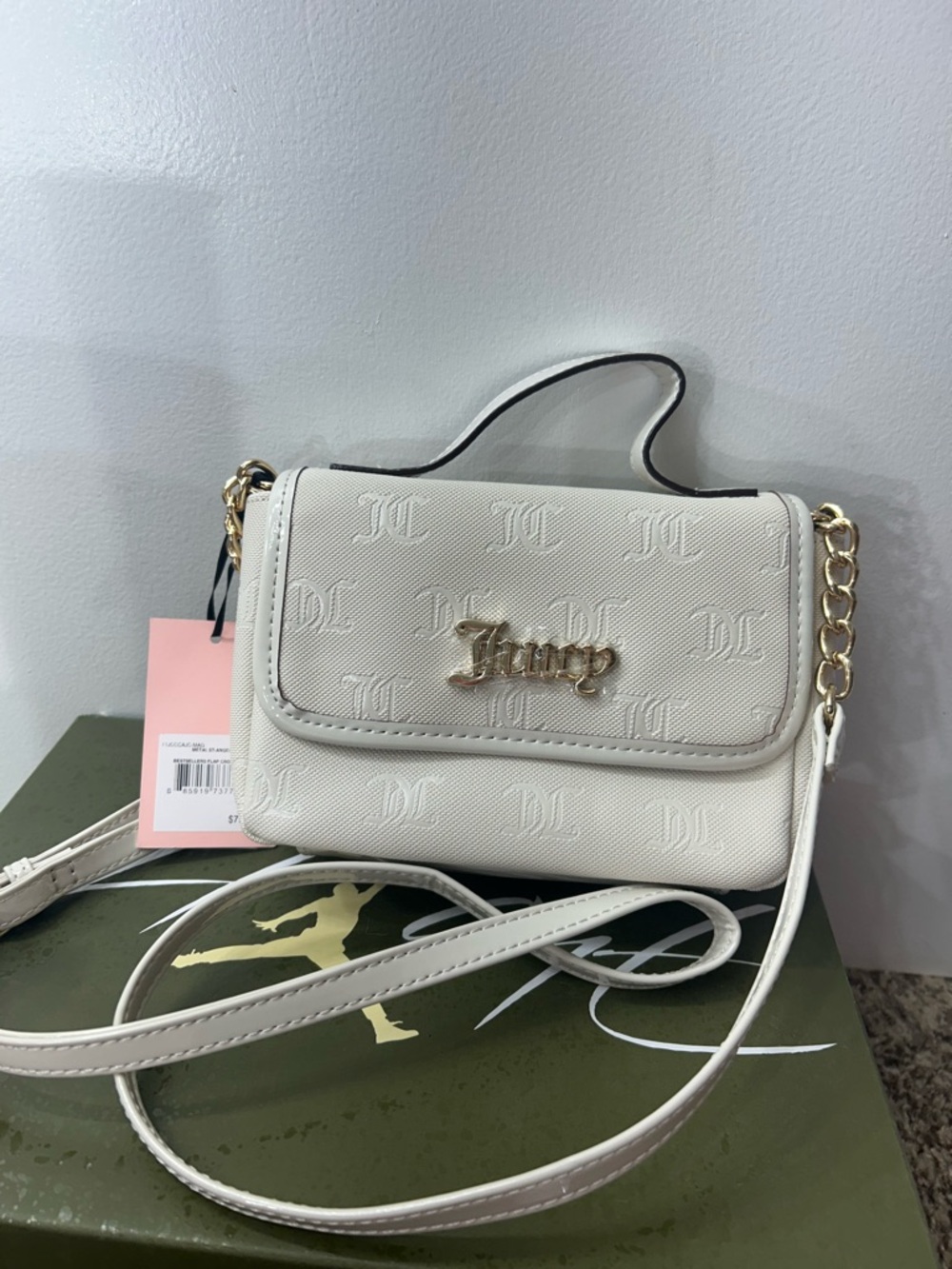 Juicy Couture White Crossbody with Gold Logo Chain